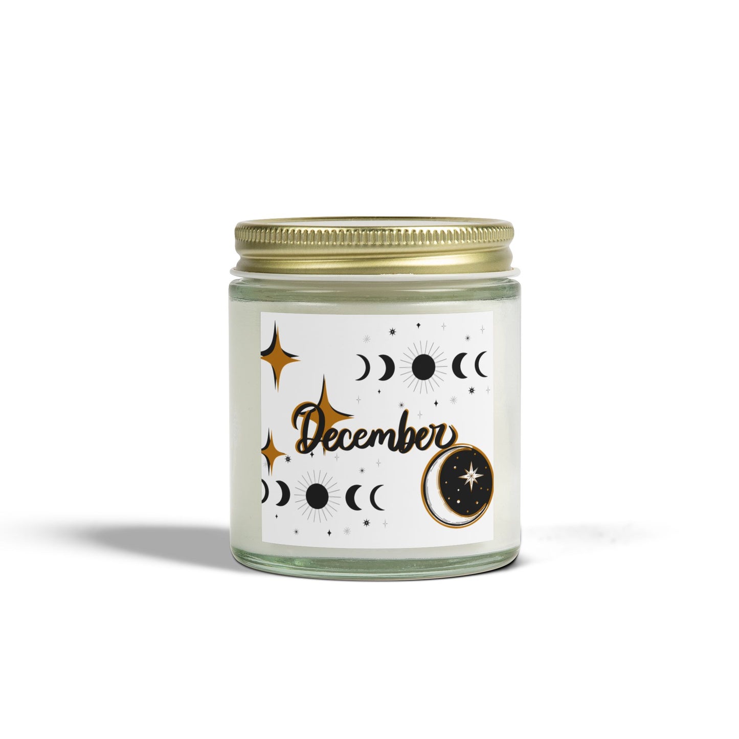 December Candle, Celestial Candle, Stars and Moon, Scented Candles, Coconut Apricot Wax (4oz, 9oz)