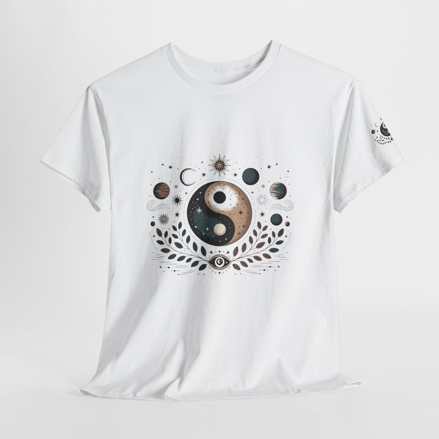 Yin Yang Moon Phases T-Shirt — Celestial Spiritual Graphic Tee