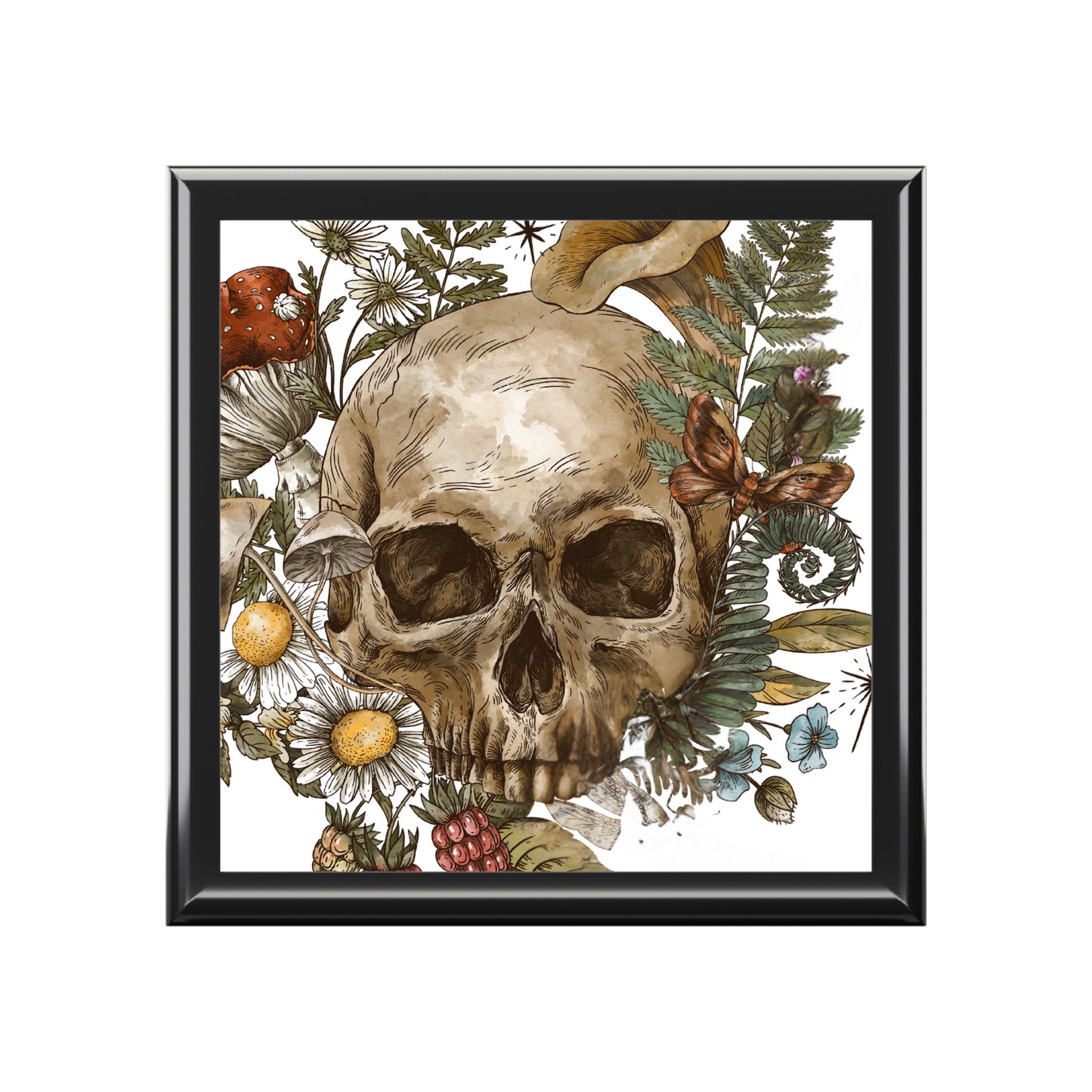 Skull Keepsake Box - Floral Skull Jewelry Box - Unique Keepsake Storage for Nature Lovers