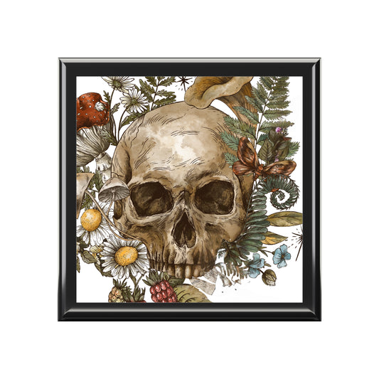 Skull Keepsake Box - Floral Skull Jewelry Box - Unique Keepsake Storage for Nature Lovers