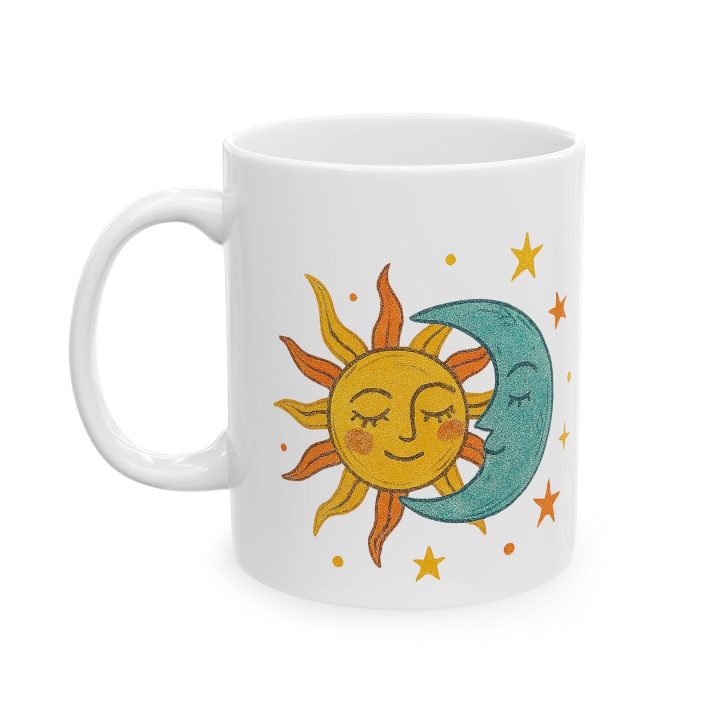 Personalized Sun & Moon Ceramic Mug — Boho Celestial Coffee Cup (11oz & 15oz)