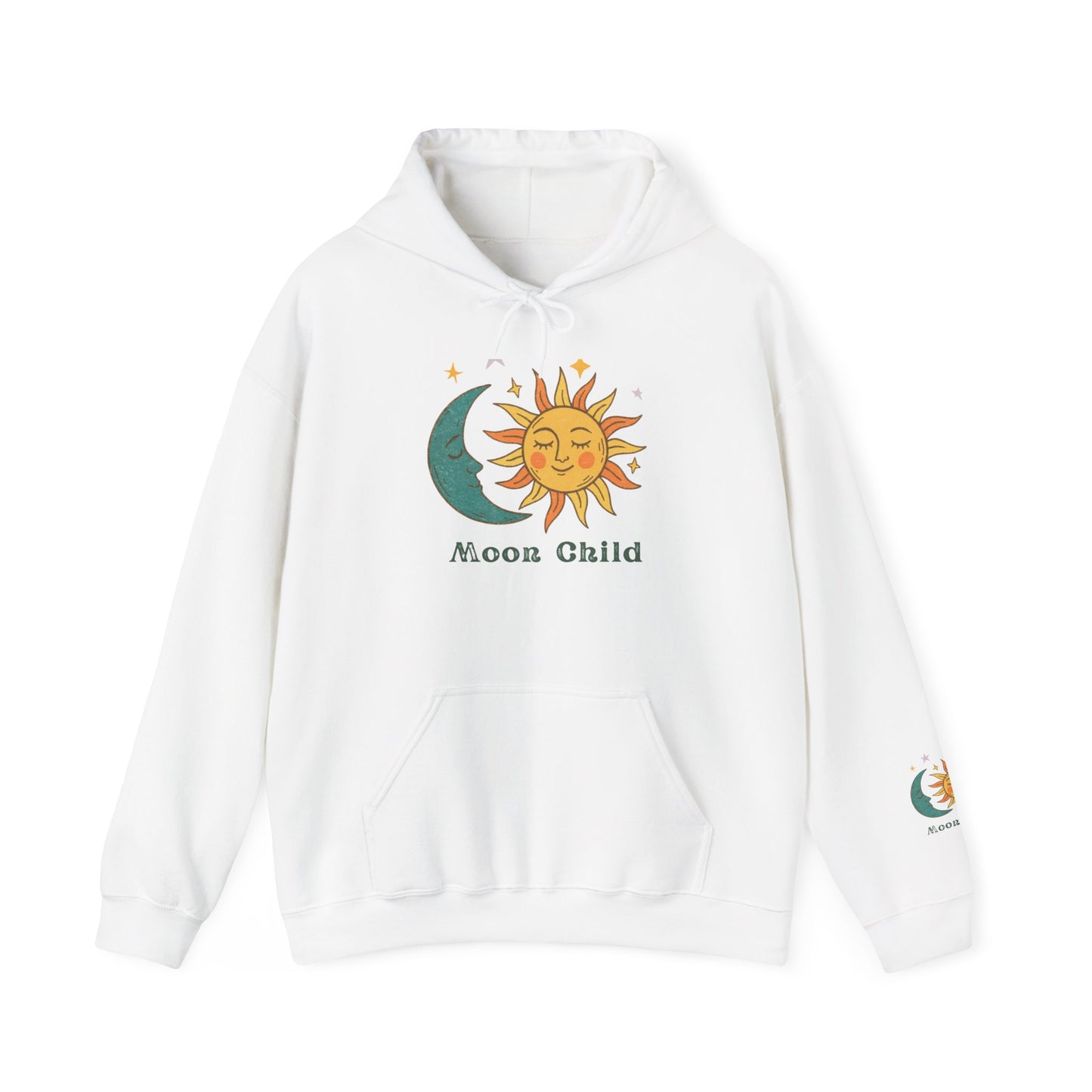 Moon Child Sun & Moon Graphic Hoodie — Celestial Retro Vibe