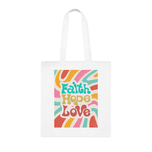 Faith Hope Love Cotton Tote Bag, Faith Tote Bag, Christian Tote, Christian Bag