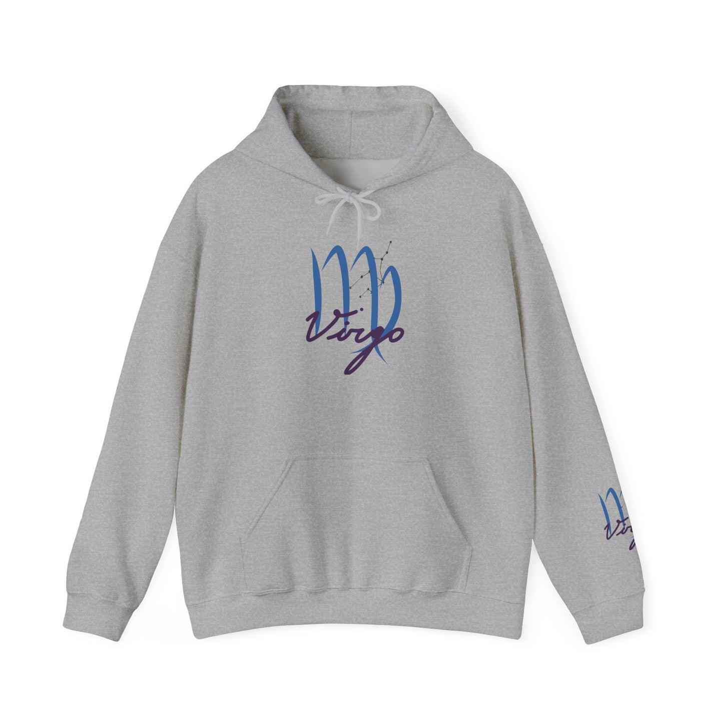 Virgo Script Zodiac Hoodie — Elegant Blue Virgo Sign Sweatshirt