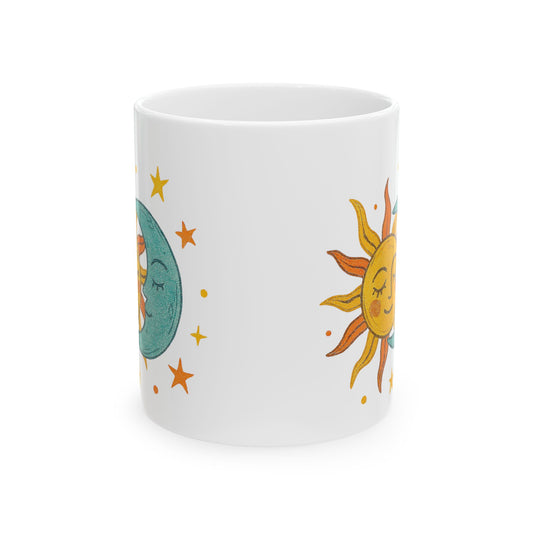 Personalized Sun & Moon Ceramic Mug — Boho Celestial Coffee Cup (11oz & 15oz)