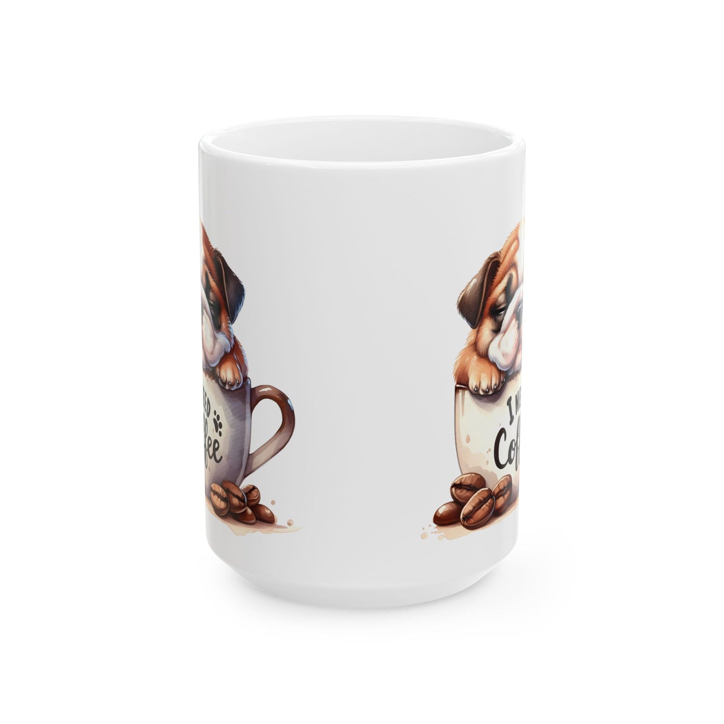 Personalized Bulldog Coffee Mug — Cute Puppy in Coffee Cup Ceramic Mug (11oz & 15oz)