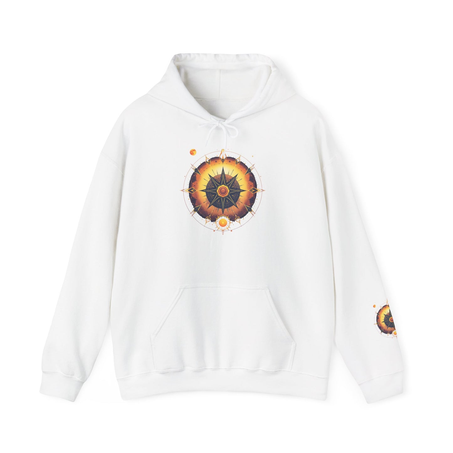 Mandala Sun Hoodie — Spiritual Boho Graphic Sweatshirt