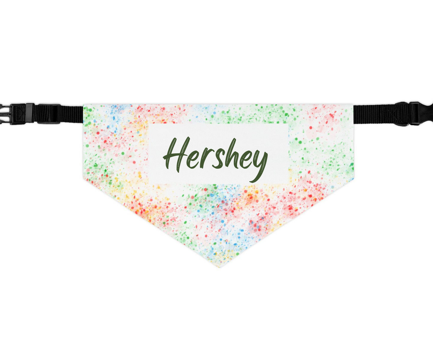 Personalized Watercolor Confetti Pet Bandana Collar — Colorful Dog & Cat Accessory