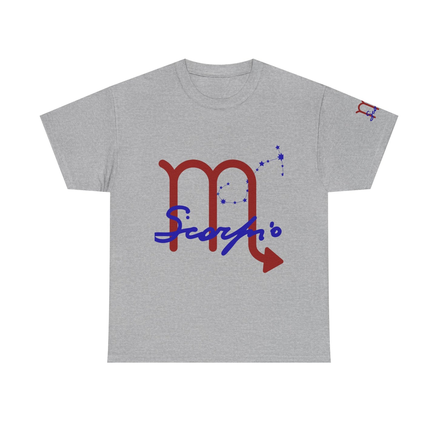 Scorpio Zodiac T-Shirt — Red Glyph & Script Astrology Tee