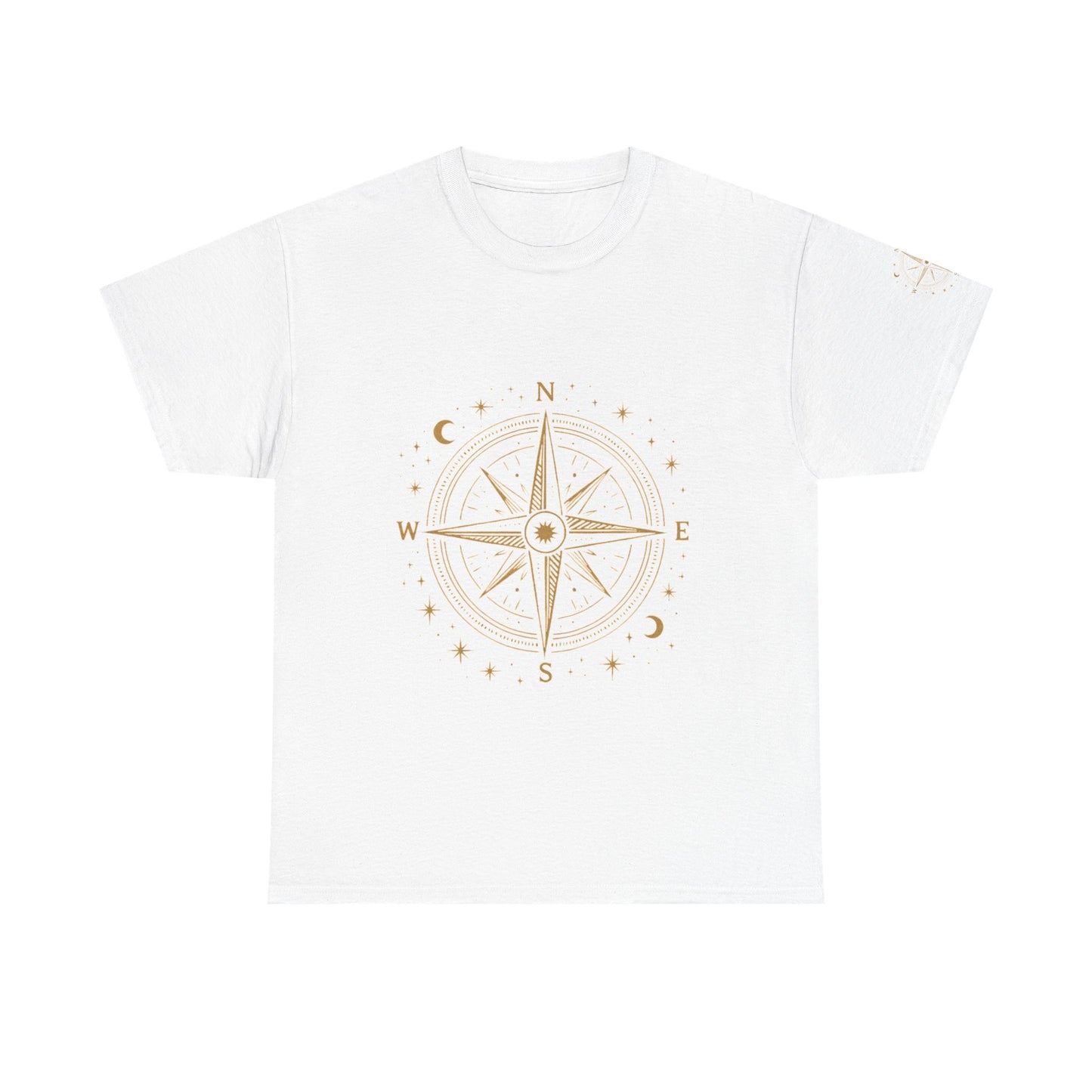 Compass Rose Tee — Minimal Gold Nautical Compass T-Shirt