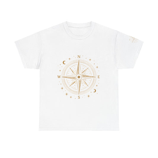 Compass Rose Tee — Minimal Gold Nautical Compass T-Shirt