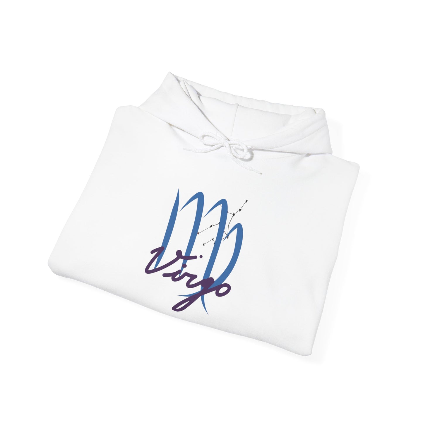 Virgo Script Zodiac Hoodie — Elegant Blue Virgo Sign Sweatshirt
