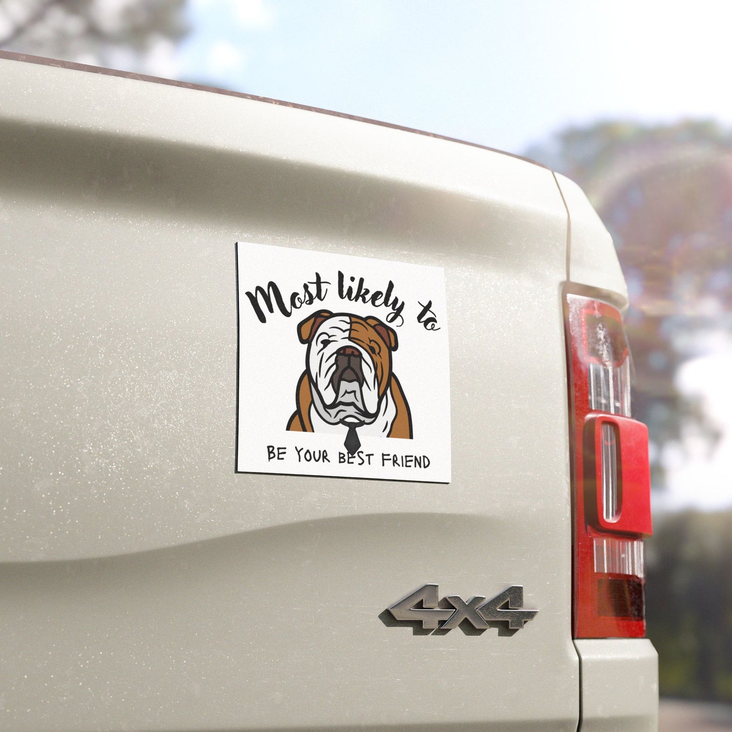 Best Friend Bulldog Car Magnet - 'Most Likely to Be Your Best Friend', English Bulldog Gift