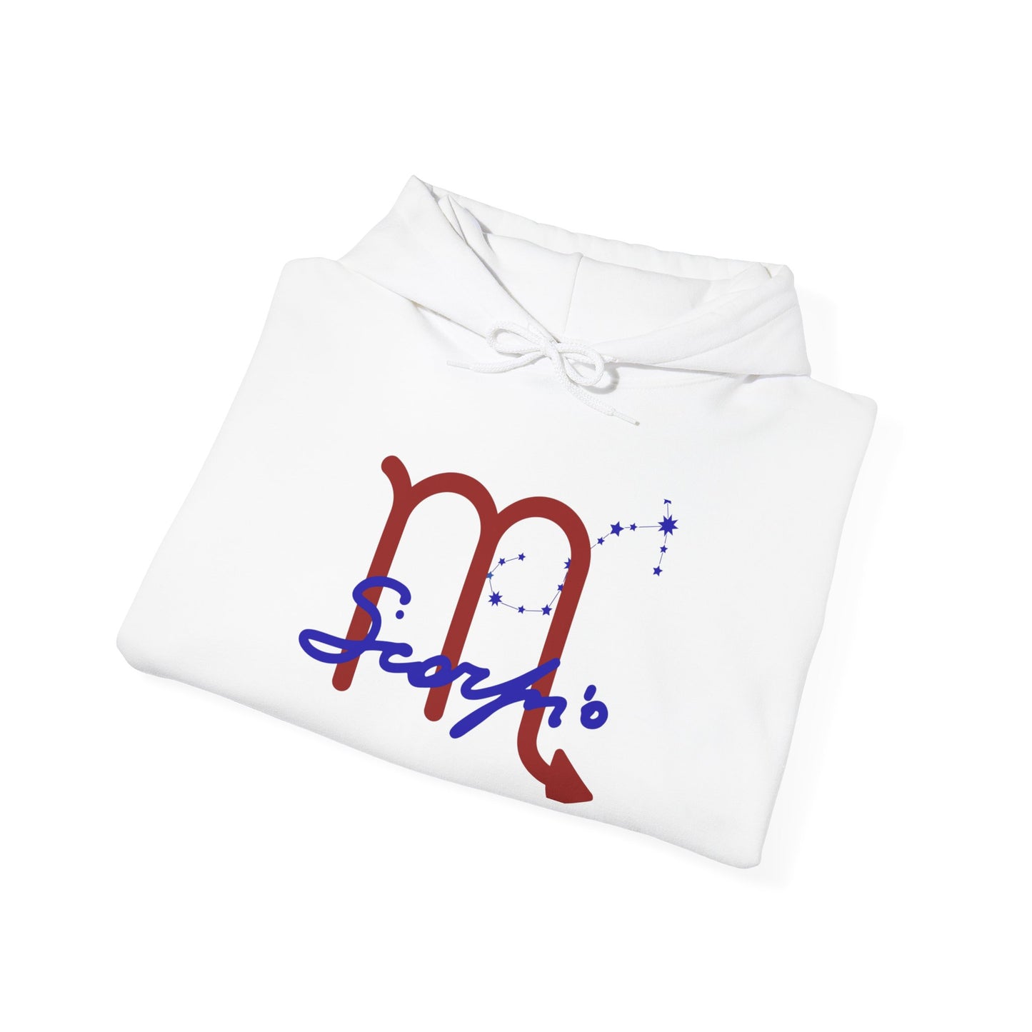 Scorpio Zodiac Hoodie — Minimal Red & Blue Scorpio Symbol Sweatshirt