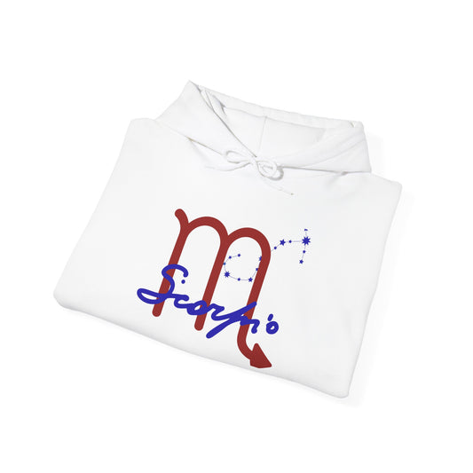 Scorpio Zodiac Hoodie — Minimal Red & Blue Scorpio Symbol Sweatshirt