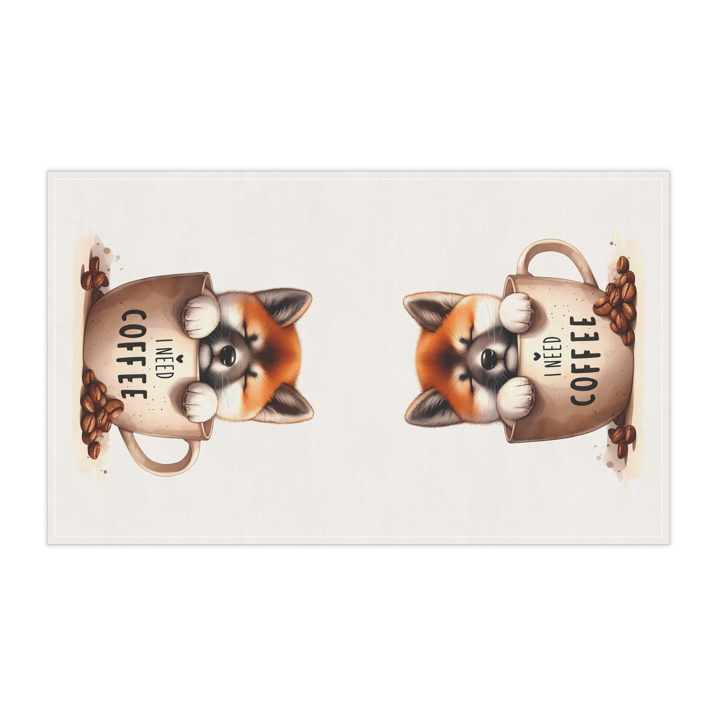 Cute Dog Coffee Lover Tea Towels, Puppy Tea Towel