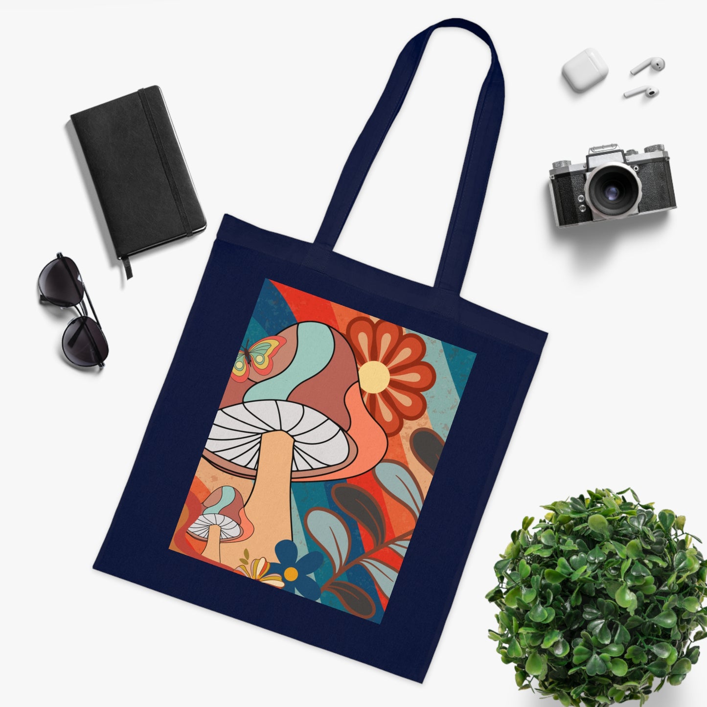 Boho Floral Mushroom Cotton Tote Bag for Eco-Friendly Style, Boho Tote Bag, Boho Birthday Gift