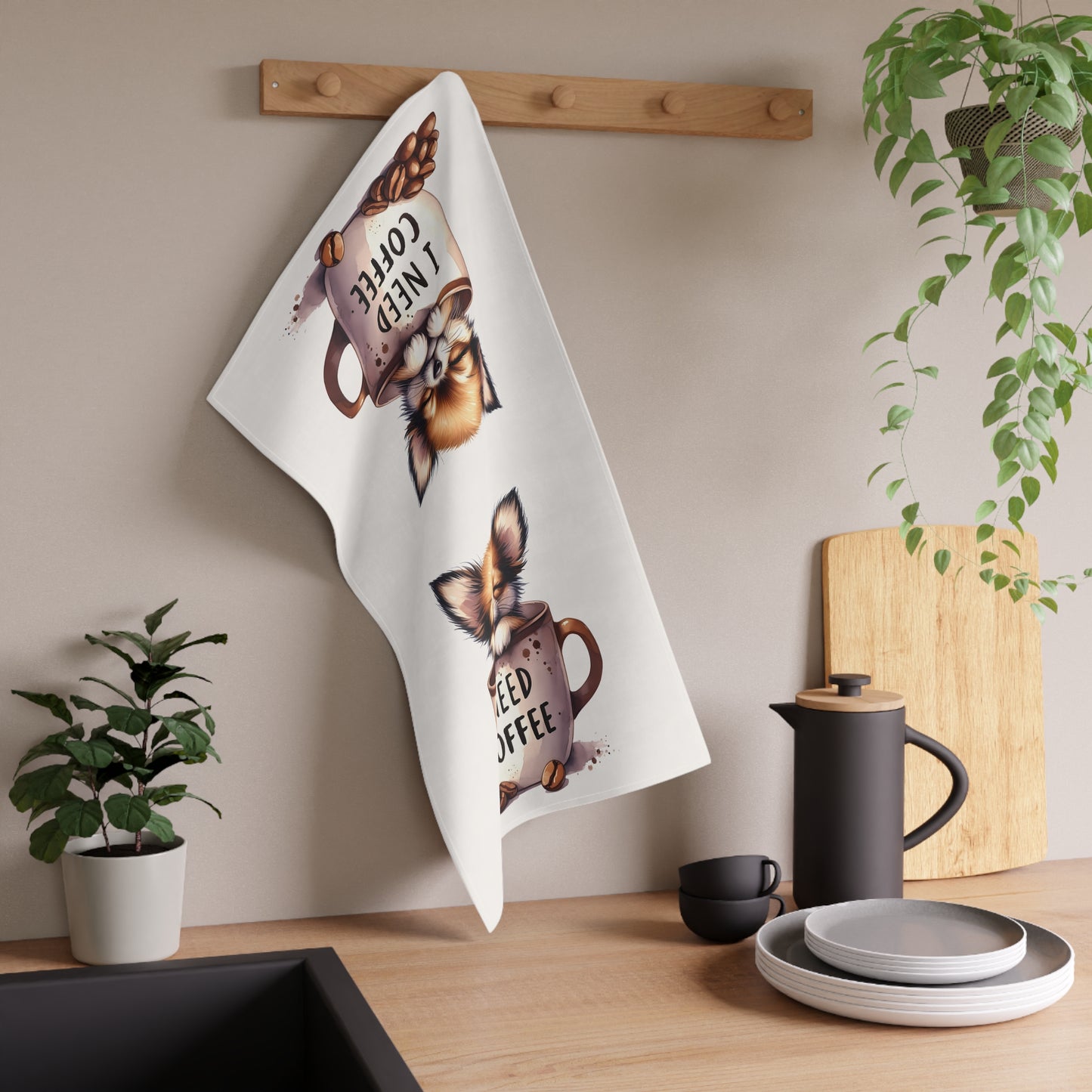 Cute Chihuahua Coffee Tea Towels, Puppy Tea Towel, Coffee Tea Towel