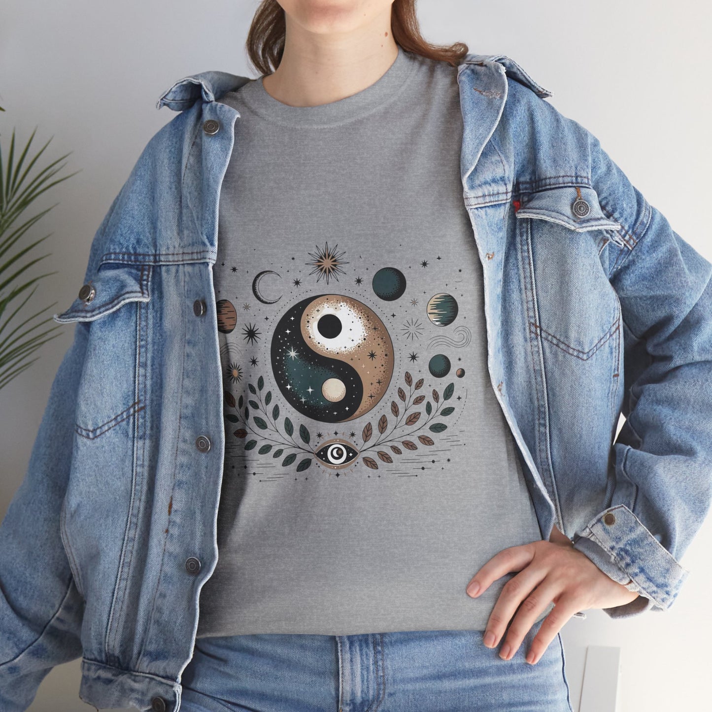 Yin Yang Moon Phases T-Shirt — Celestial Spiritual Graphic Tee