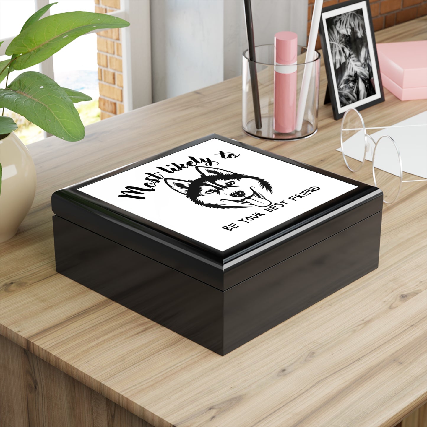 Siberian Husky Jewelry Box - 'Most Likely to Be Your Best Friend', Husky Trinket Box