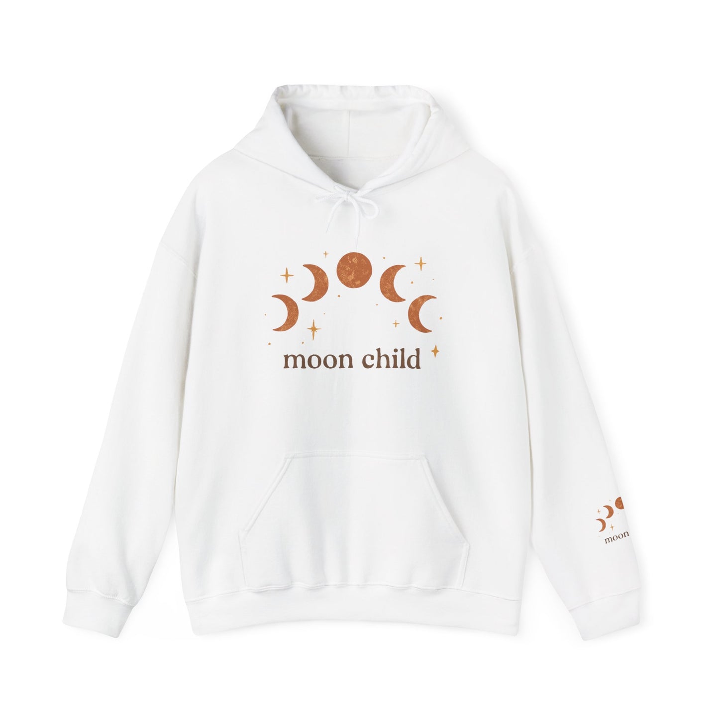 Moon Child Hoodie — Crescent Moon Phases Graphic Pullover