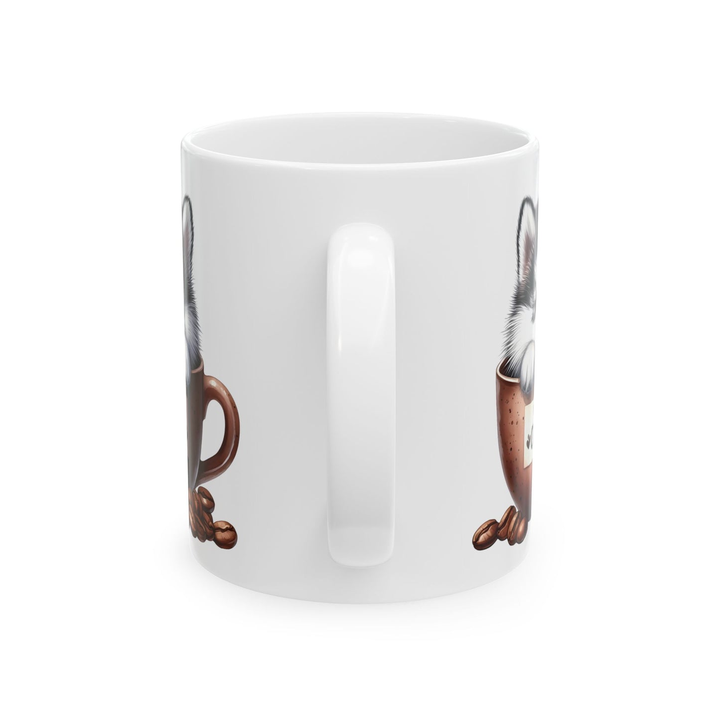 Personalized Husky in Coffee Mug Ceramic Mug — Cute Dog Coffee Lover Gift (11oz, 15oz)