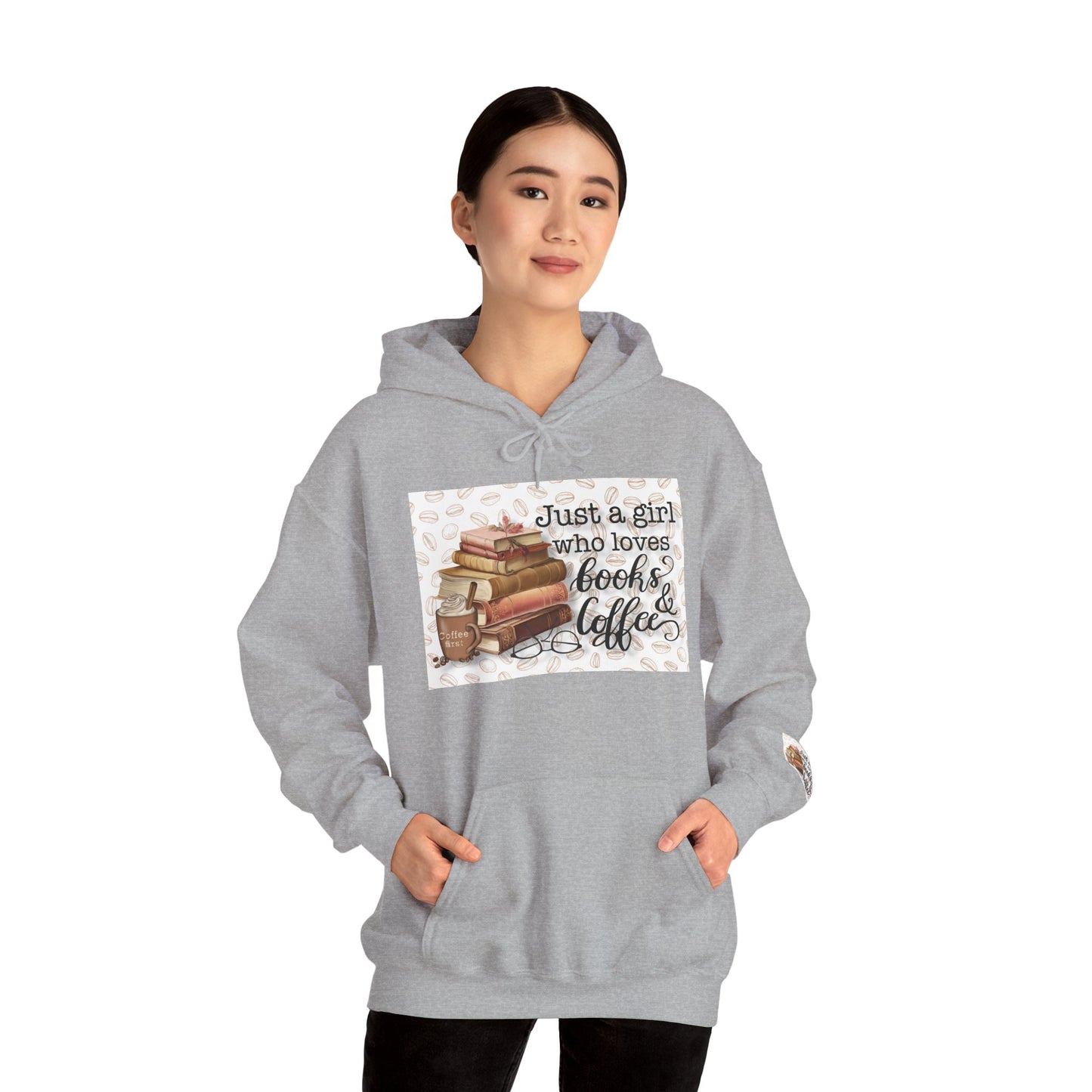 Book Lover Hoodie — "Just a girl who loves books & coffee" Cozy Pullover for Readers