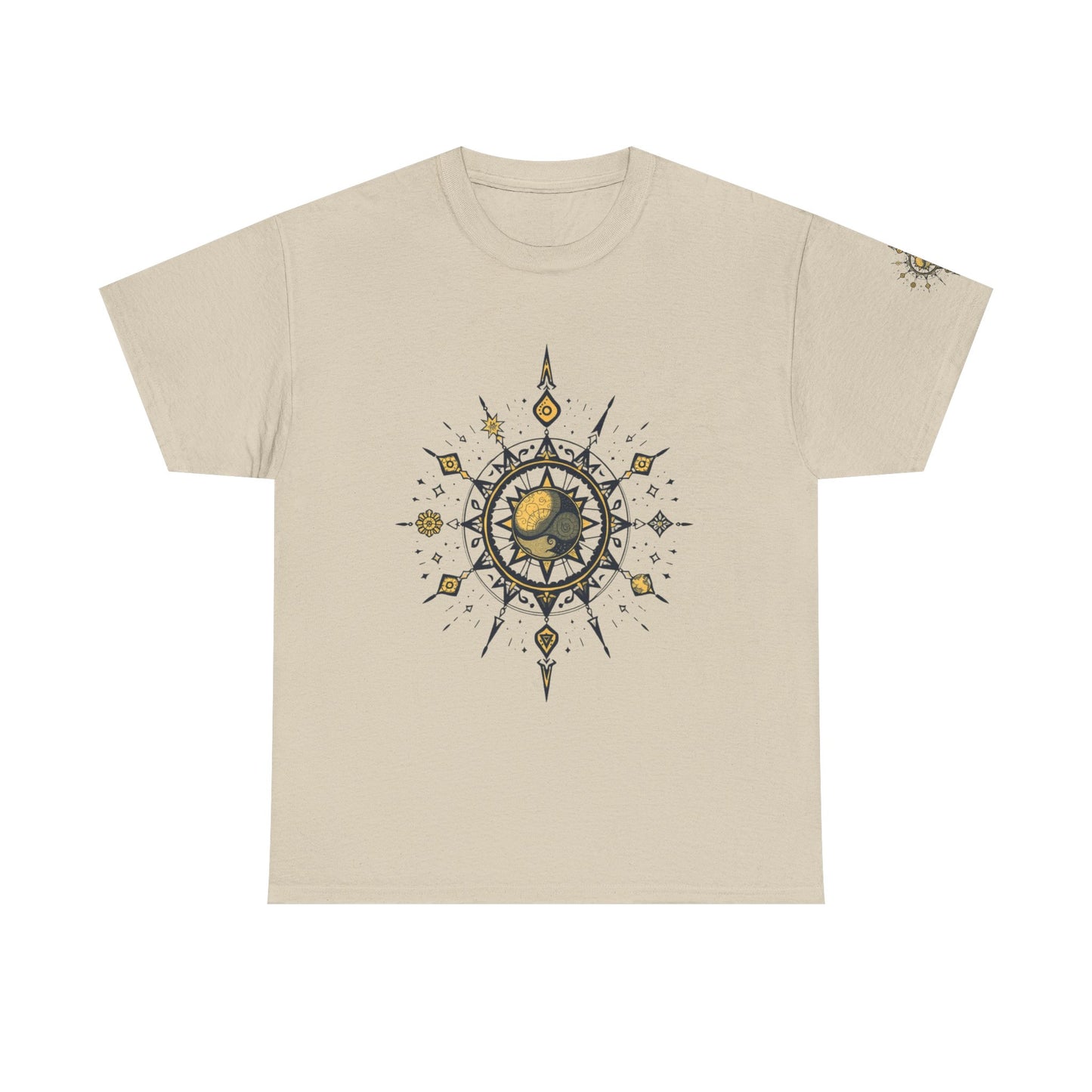 Celestial Sun Compass T‑Shirt — Golden Sun Mandala Graphic Tee