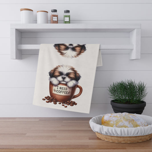 Coffee-Loving Dog Tea Towel Set, Puppy coffee towel
