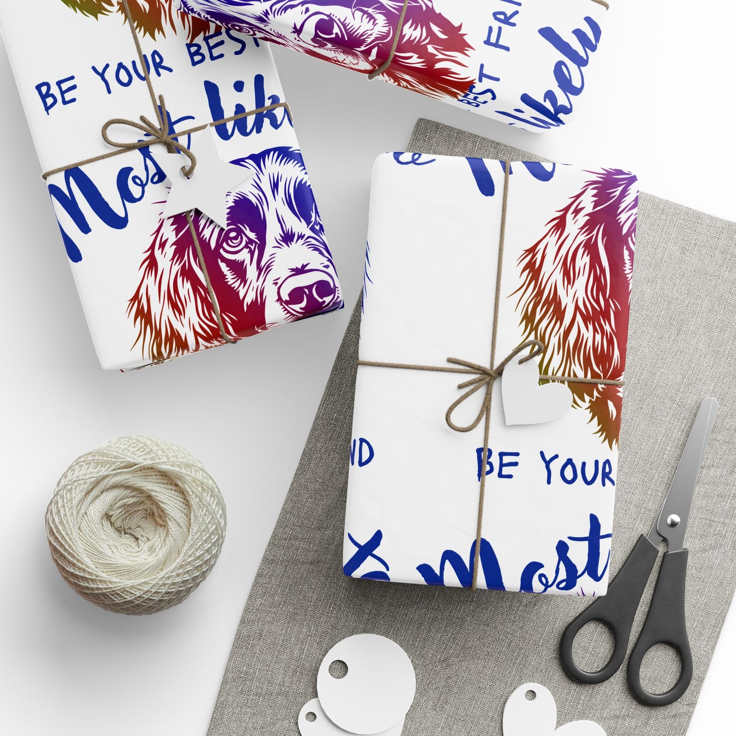 Spaniel Wrapping Paper, Colorful Best Friend Wrapping Paper, Unique Gift Wrap for Birthdays, Pet Lovers, Friends, Celebrations