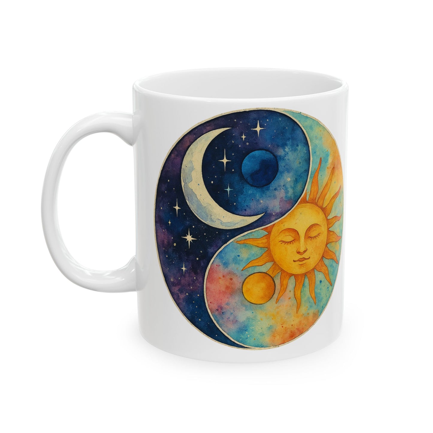 Personalize Sun and Moon Ceramic Mug — Boho Celestial 11oz/15oz Coffee Cup