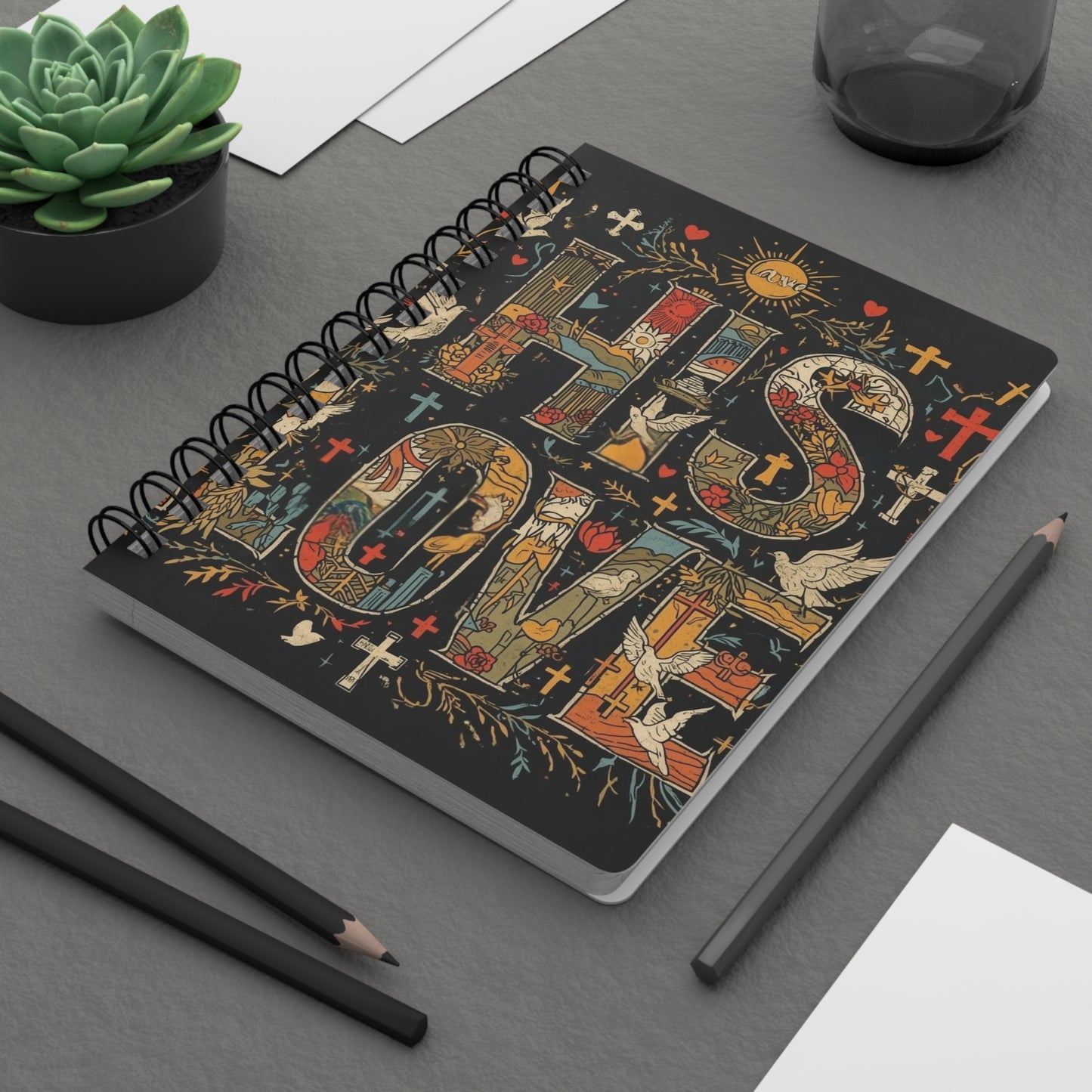 Inspirational Spiral Bound Journal - 'His Love' Design