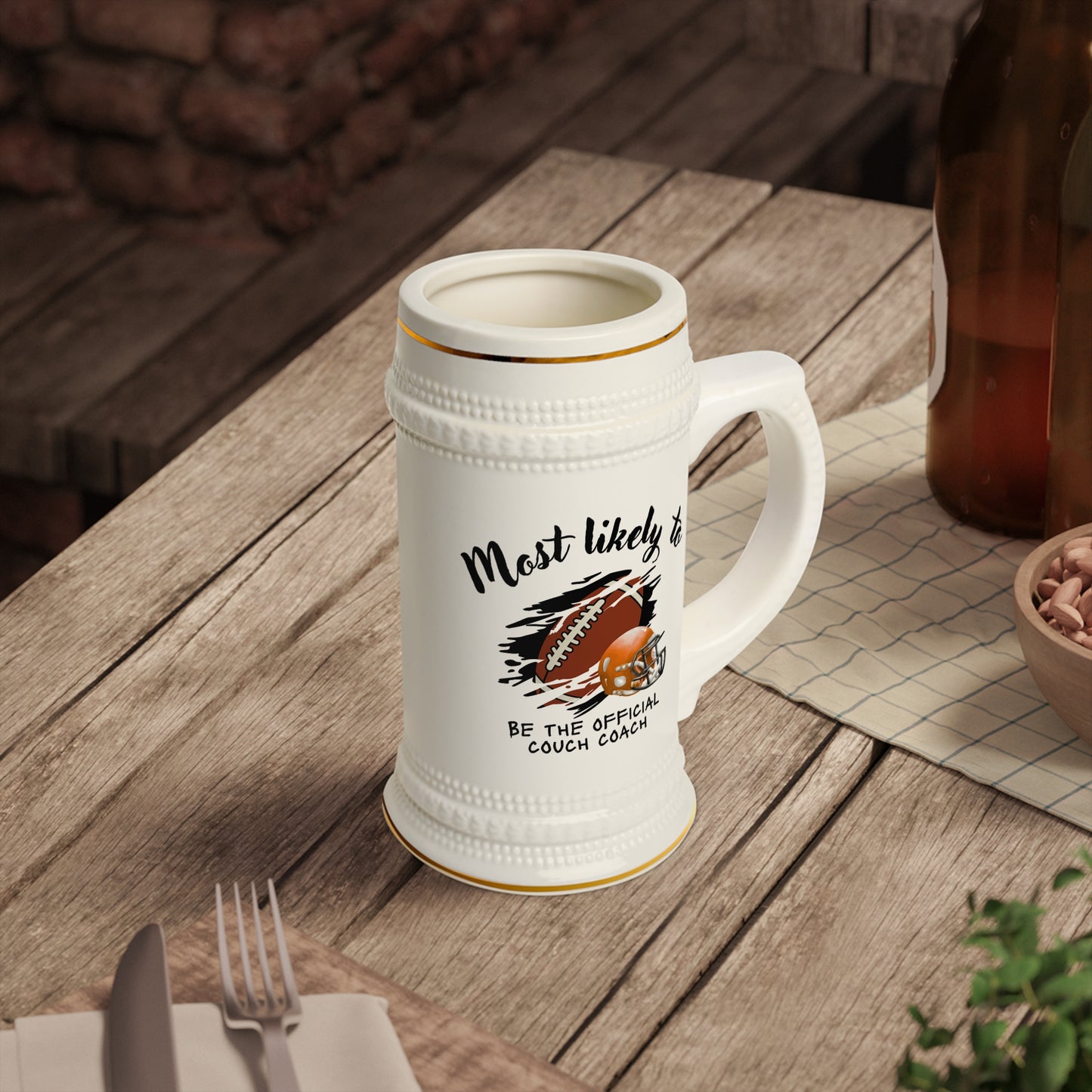 Official Couch Coach Beer Stein Mug - Perfect Gift for Game Day Cheers, Stein for football lover, Football Lover Gift