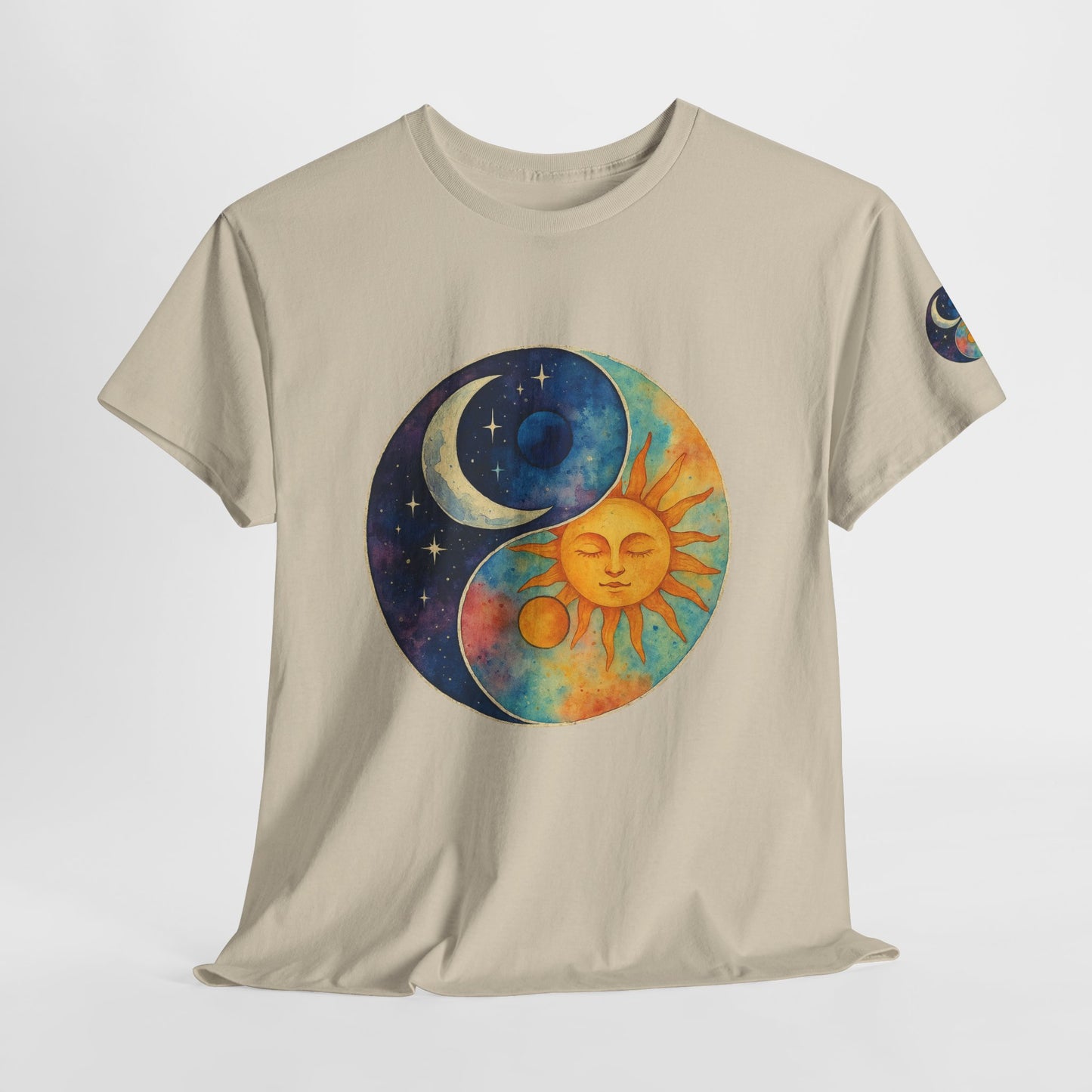 Sun & Moon Yin Yang T‑Shirt — Celestial Vintage Sunface and Crescent Moon Tee
