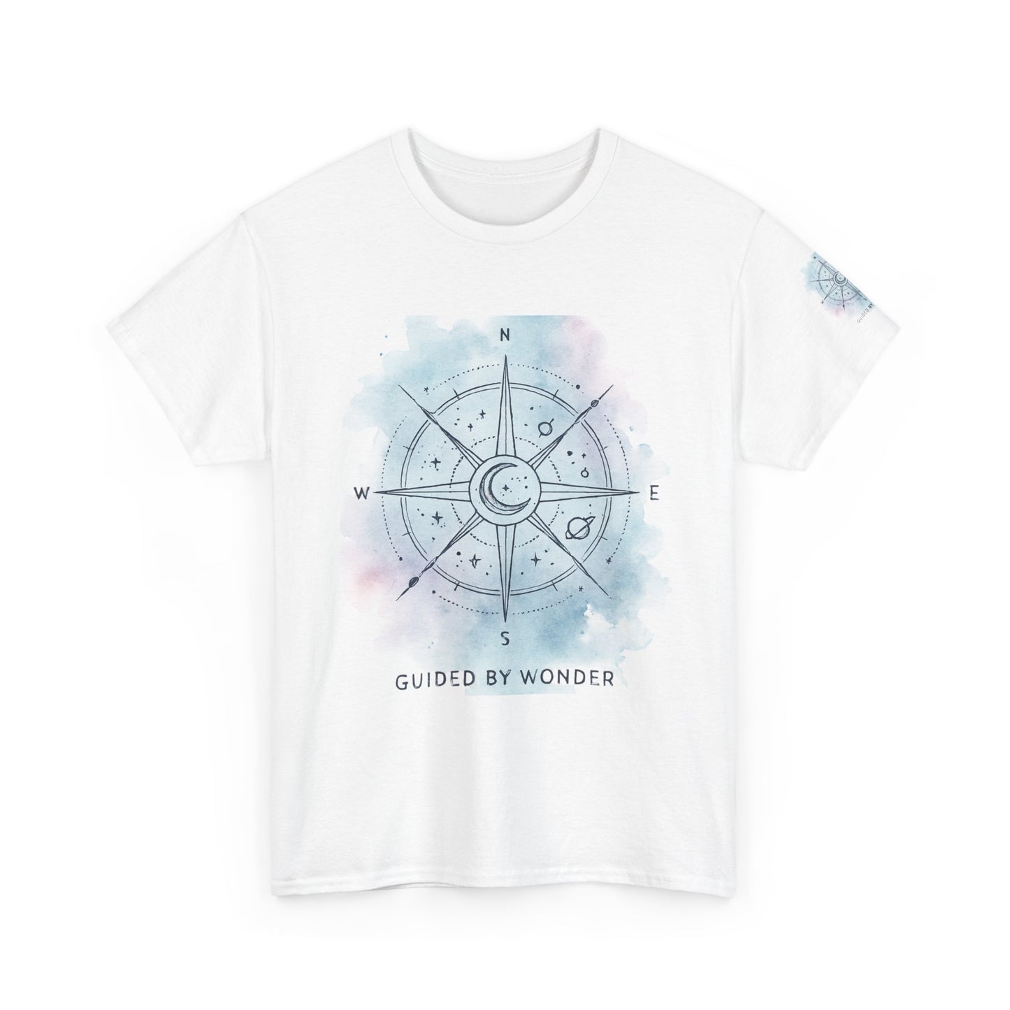 Compass Moon Tee — "Guided by Wonder" Cotton T‑Shirt