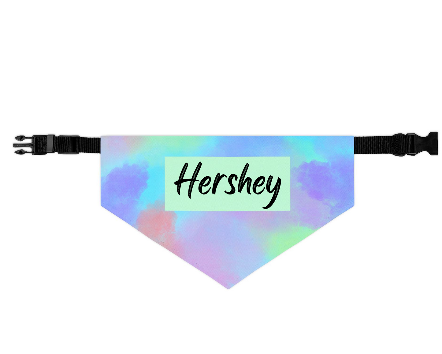 Pastel Watercolor Pet Bandana Collar with Blank Name Patch
