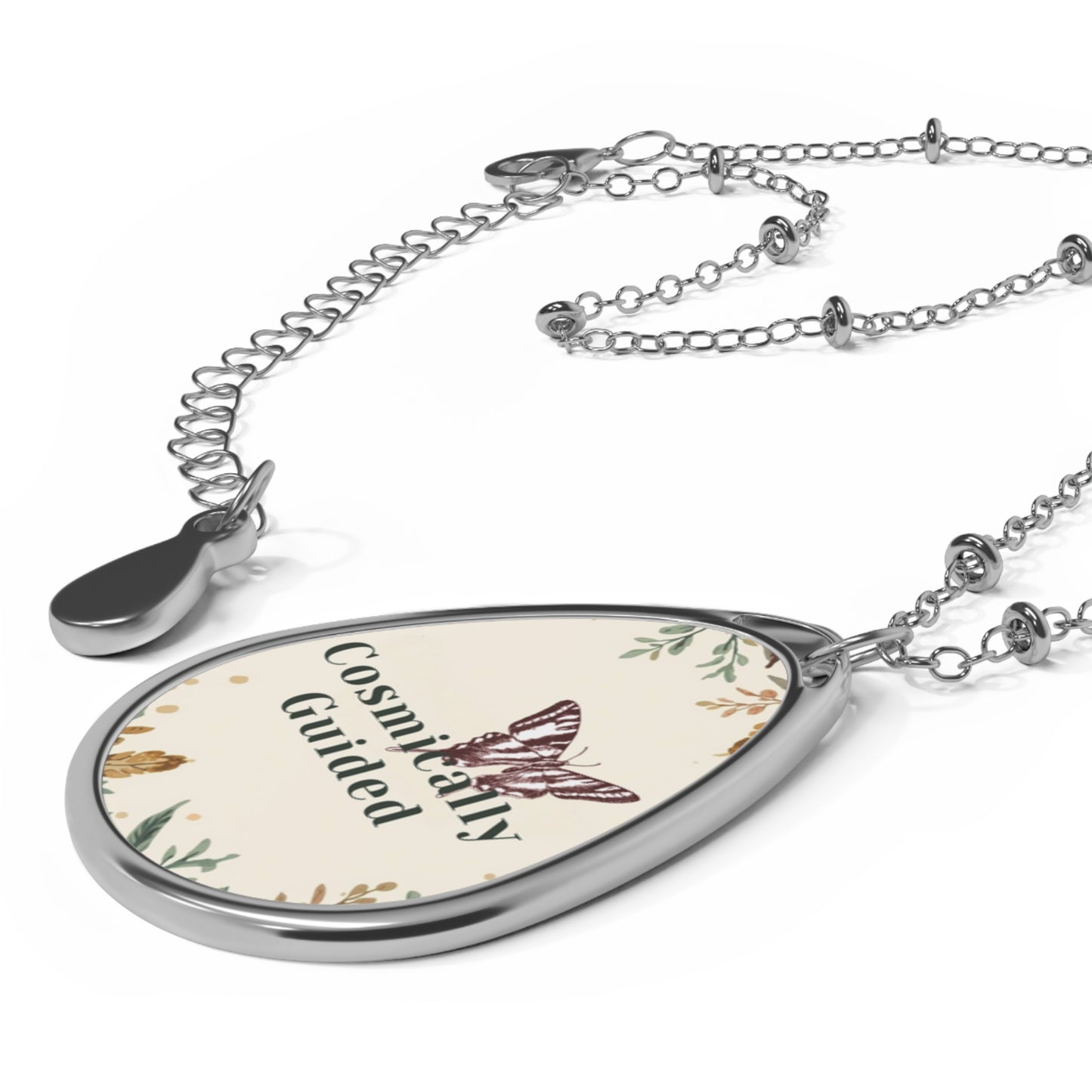 Cosmically Guided Oval Necklace - Butterfly Design Jewelry