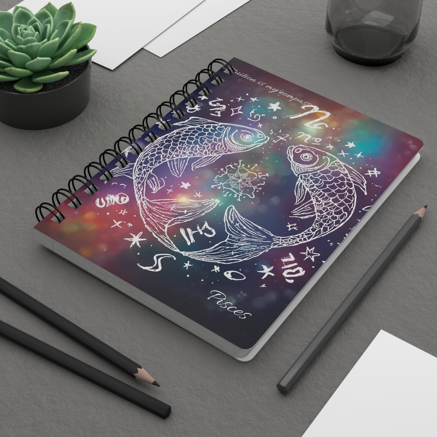 Astrological Pisces Spiral Bound Journal - Intuition Is My Compass