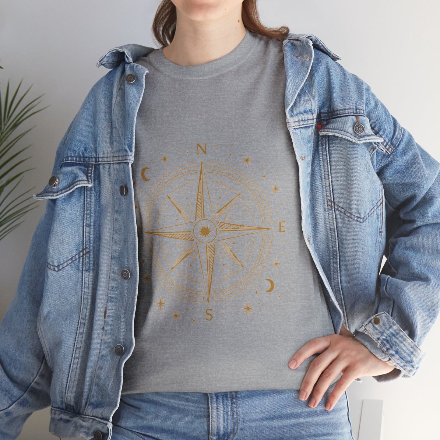 Compass Rose Tee — Minimal Gold Nautical Compass T-Shirt