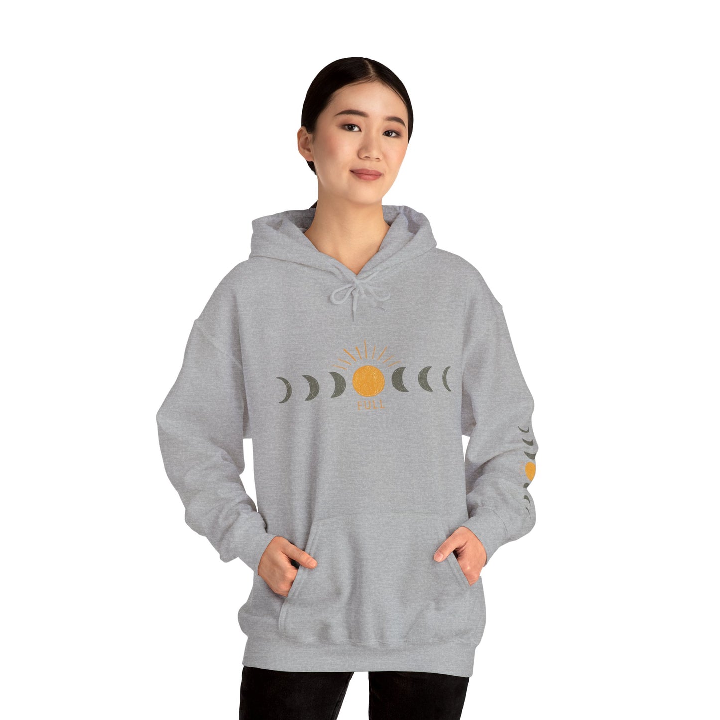 Moon Phase Sun Hoodie — Celestial Phases Graphic Pullover