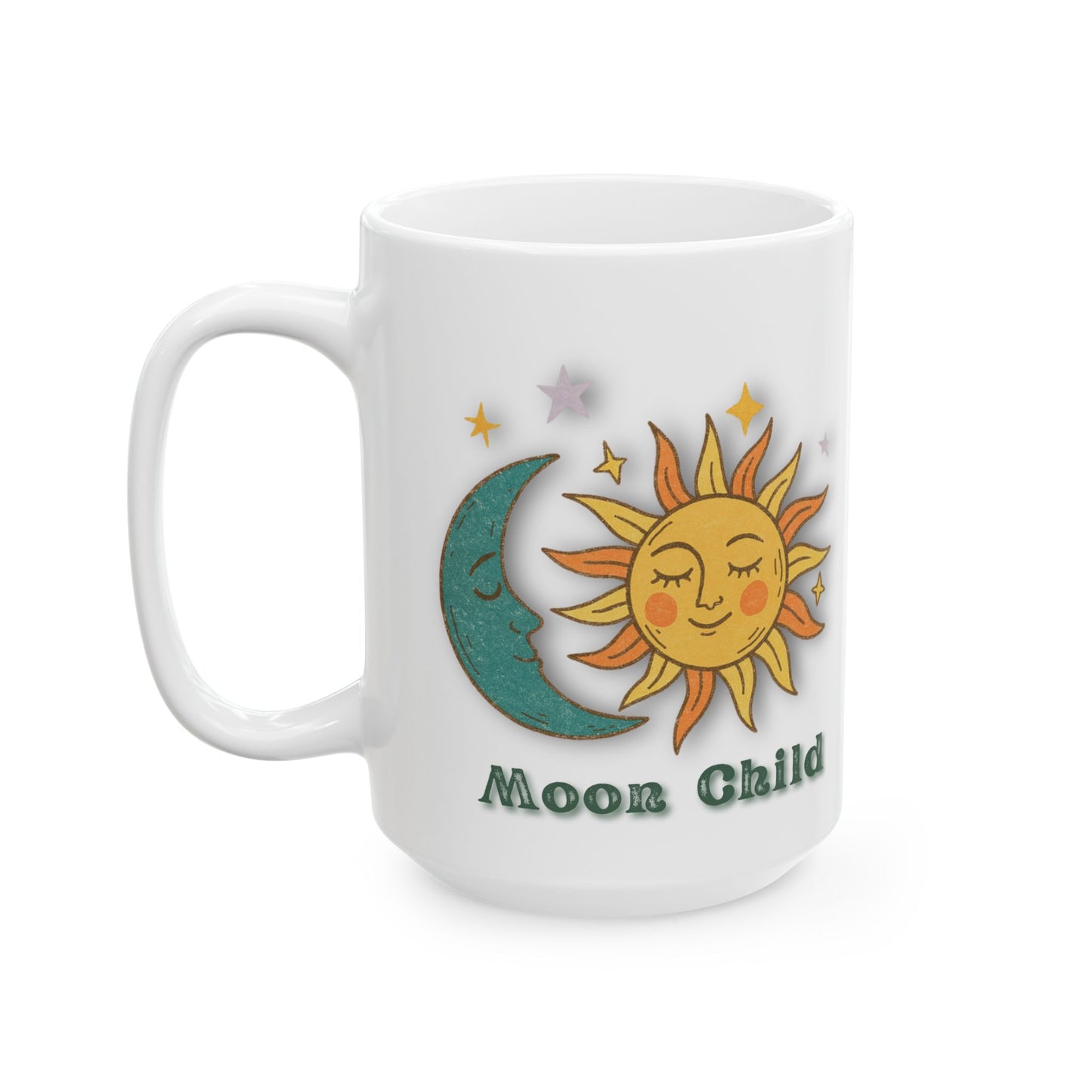 Personalized Moon Child Mug, Sun and Moon Ceramic Mug — Celestial Vintage Astrology Coffee Cup (11oz & 15oz)