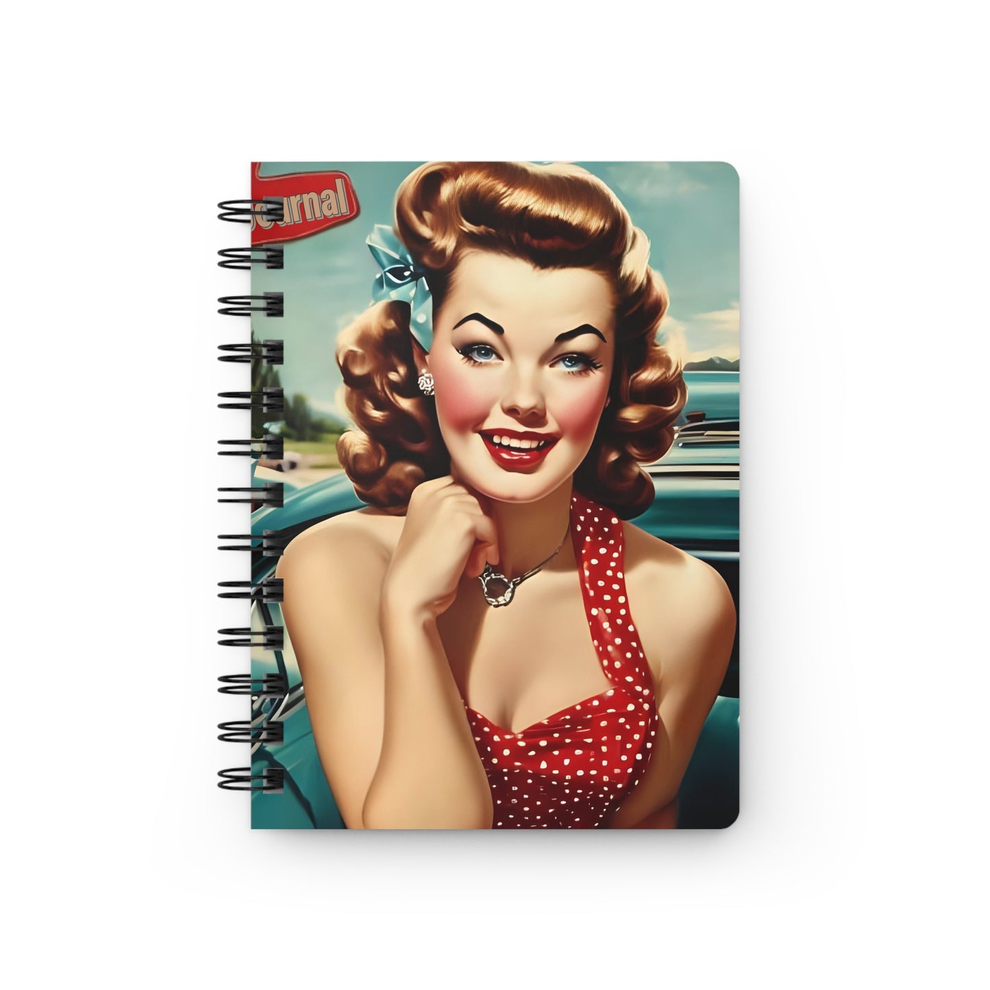 Spiral Bound Journal, 50's pin up girl journal, 60's pin up girl journal, fancy journal