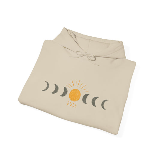 Moon Phase Sun Hoodie — Celestial Phases Graphic Pullover