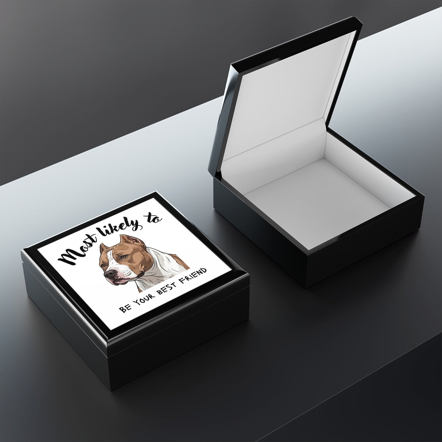 Bully Jewelry Box, Bully Keepsake Box, Personalized Dog Jewelry Box - 'Most Likely to Be Your Best Friend'