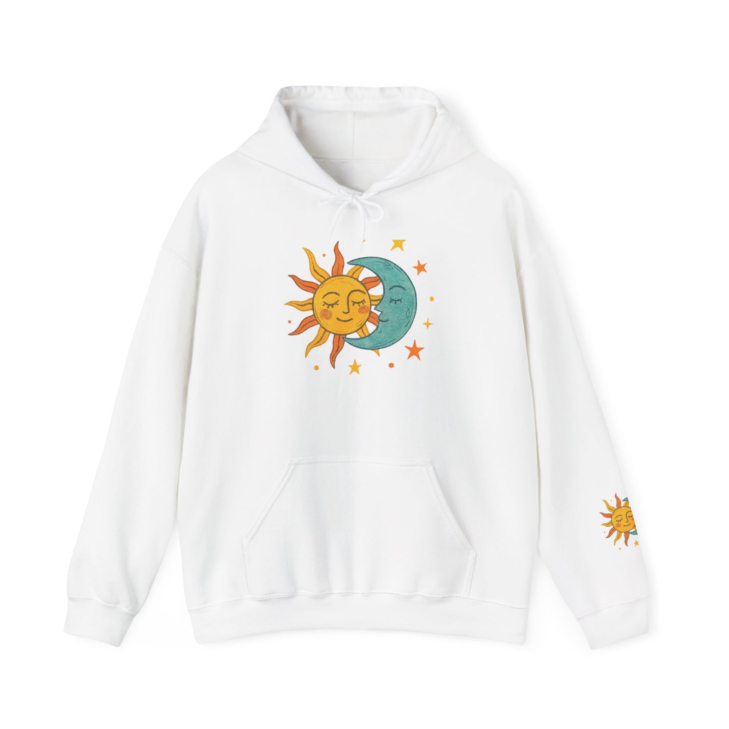 Sun and Moon Hoodie — Celestial Sun & Crescent Moon Graphic Sweatshirt
