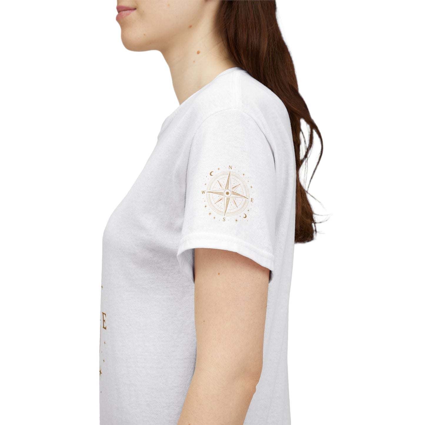 Compass Rose Tee — Minimal Gold Nautical Compass T-Shirt