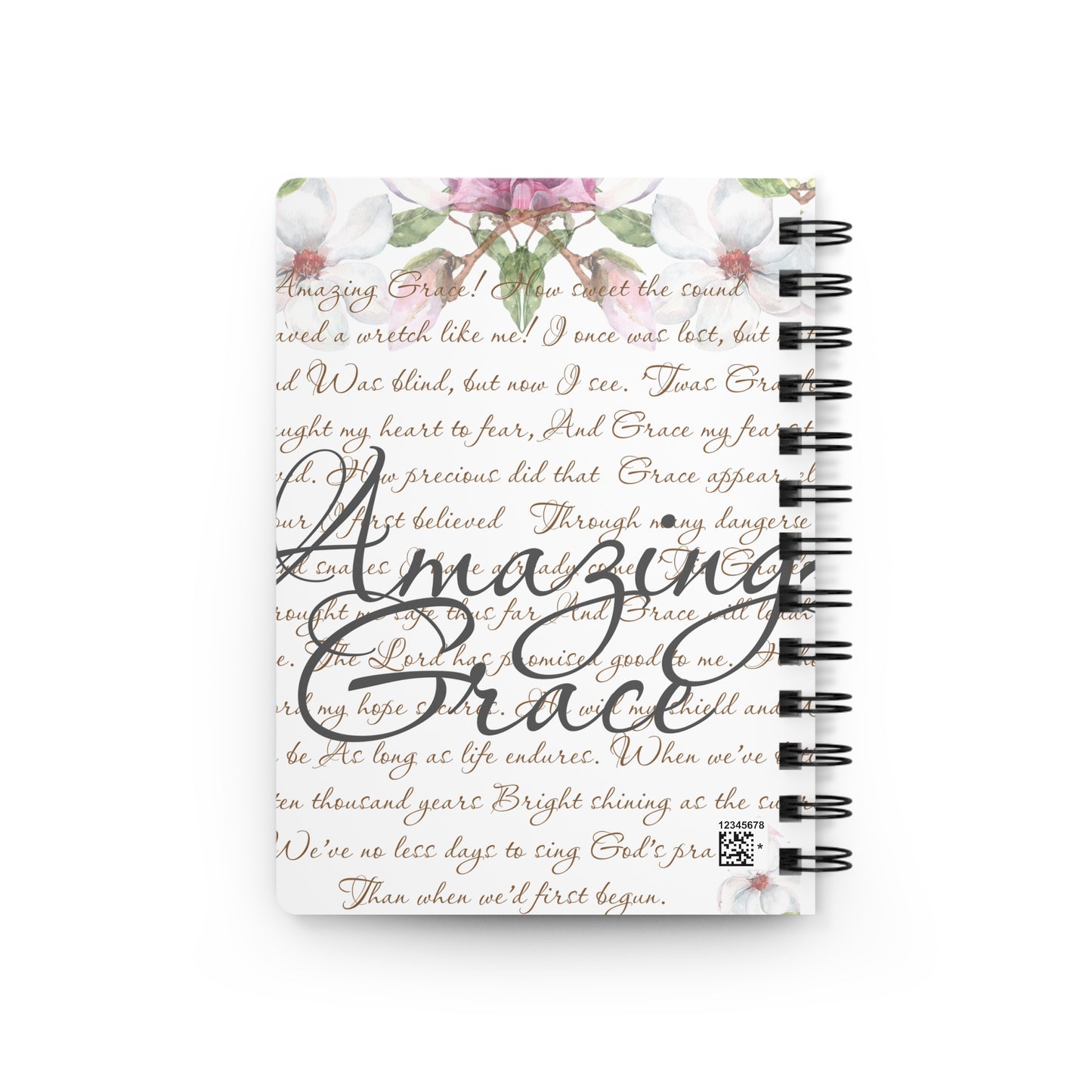 Inspirational Floral Spiral Bound Journal - "Amazing Grace" Design