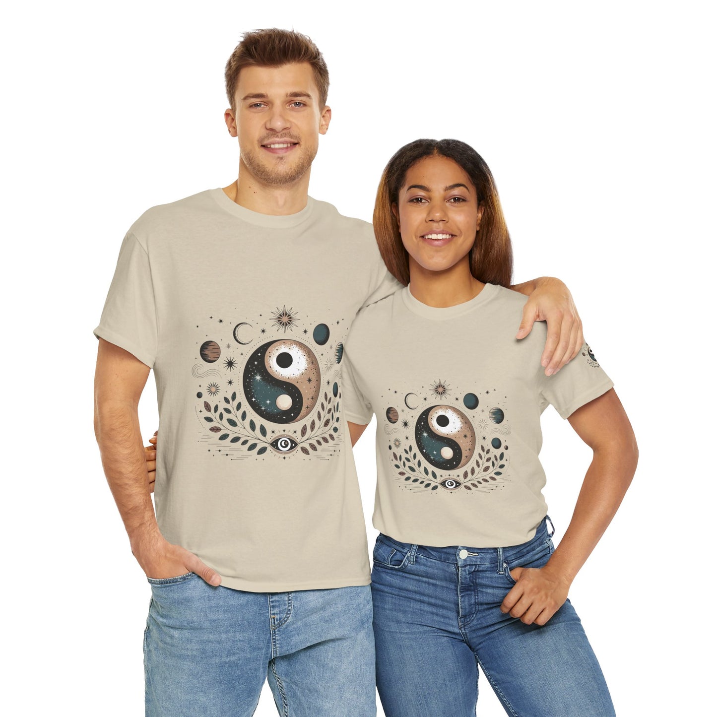 Yin Yang Moon Phases T-Shirt — Celestial Spiritual Graphic Tee