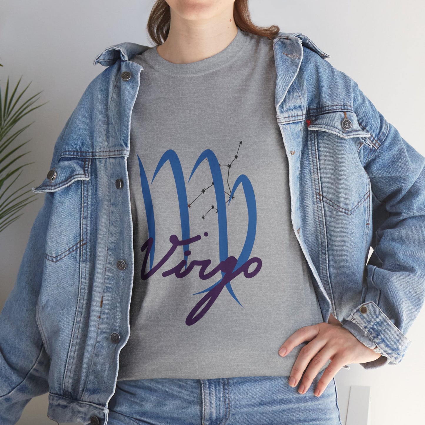 Virgo Zodiac T-Shirt – Elegant Blue Virgo Script Tee
