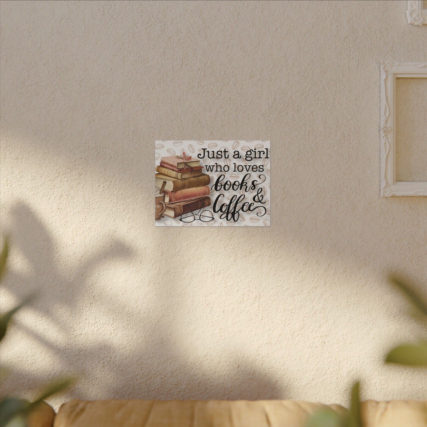 Books & Coffee Canvas Wall Art, Coffee Lover Art, Coffee Art